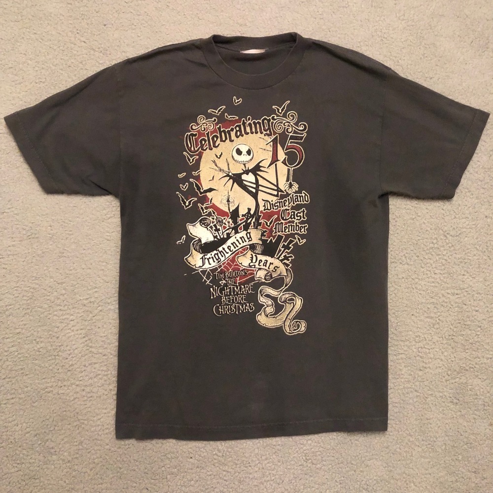 Vtg 2008 Nightmare Before Christmas Disneyland Cast T Shirt Jack Skellington